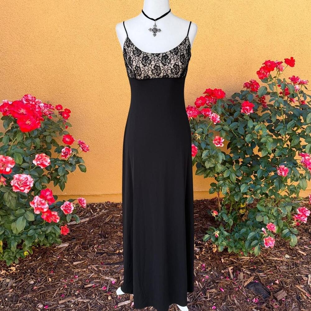 Gothic 90s black lace formal dress
